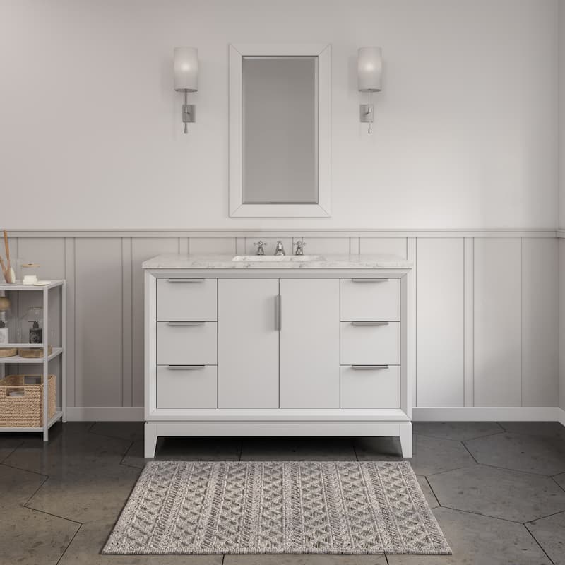 Elizabeth 48" Carrara White Marble Bathroom Vanity with Faucet