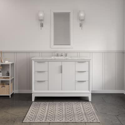 Elizabeth 48" Carrara White Marble Bathroom Vanity with Faucet