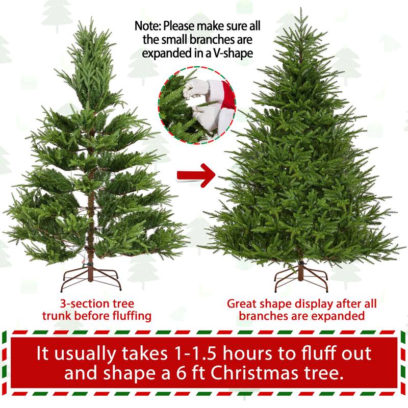 Yaheetech 6ft/7.5ft Pre-lit Artificial Christmas Tree with Multicolored LED Lights of 9 Light Modes, Green