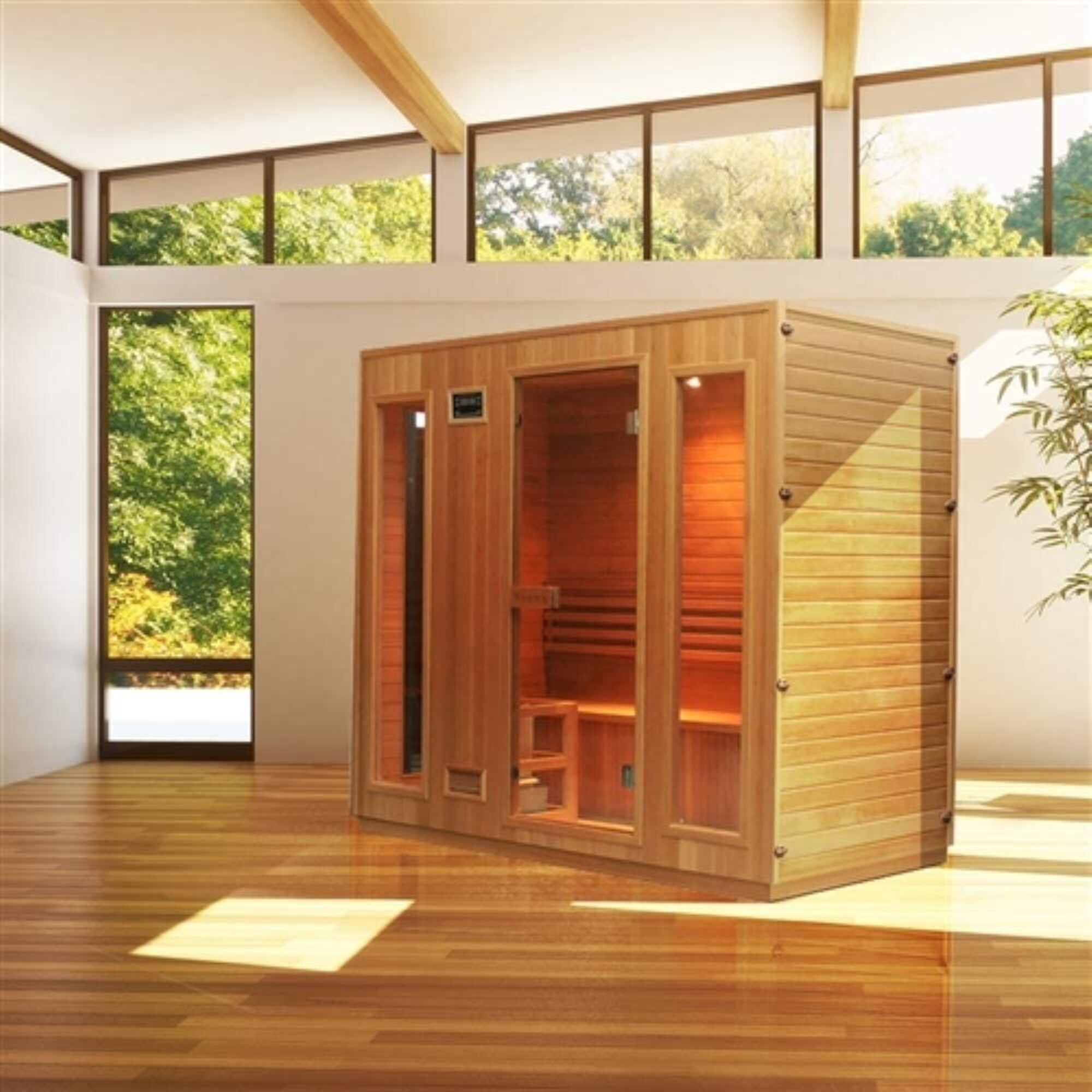 ALEKO 4-5 Person Wood Indoor Wet Dry Sauna with Electrical Heater - 78.74 x  47.24 x 78.74 inches - Bed Bath u0026 Beyond - 18259933