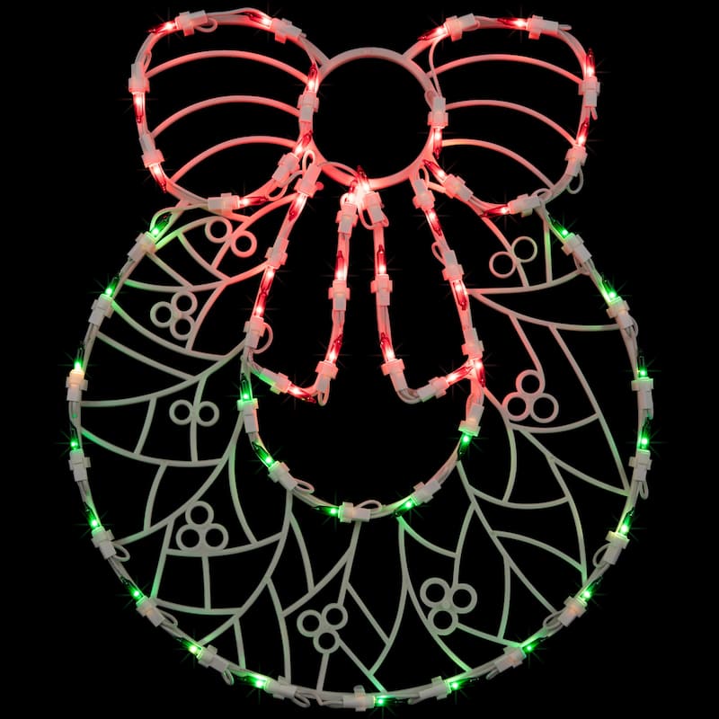 Lighted Wreath Window Silhouette Christmas Decoration - 16"