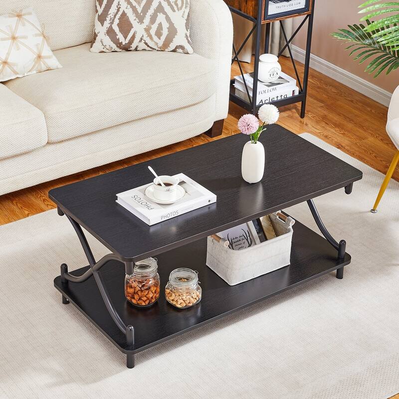 Javlergo Modern 3 Piece Coffee Table Set for Living Room Include Wood Coffee Table and End Table Set of 2