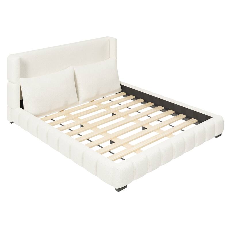 Upholstered Platform Bed with 2 Cushioned Pillows by Harper&Bright Designs