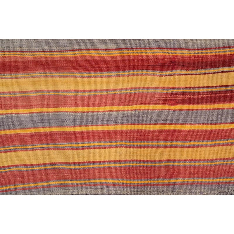 Hand Woven Oriental 100% Wool Carpet Southwestern Geometric Oranges & Rust Kilim Area Rug - 7' 7'' X 4' 6''