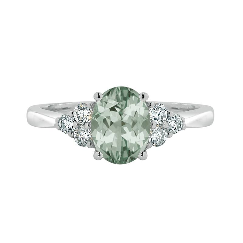 Auriya 5/8ct Oval Green Amethyst and Diamond Engagement Ring 1/4ctw 14k Gold