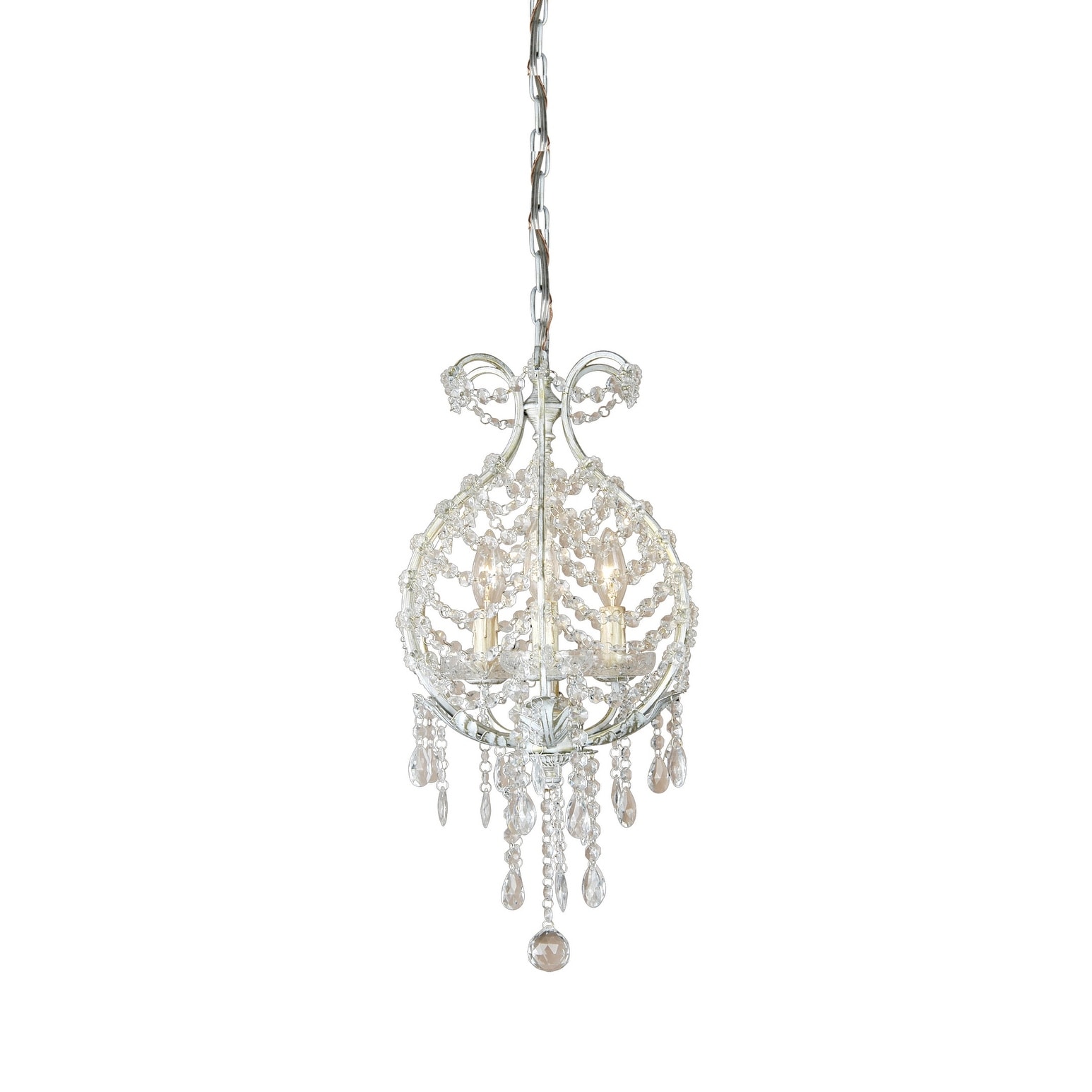 Transitional 3-Light Chrome Chandelier With Clear Crystals