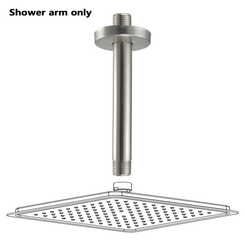 Topcraft Stainless Steel Ceiling Mounted Shower Arm. - 6 in. - Brushed Nickel.