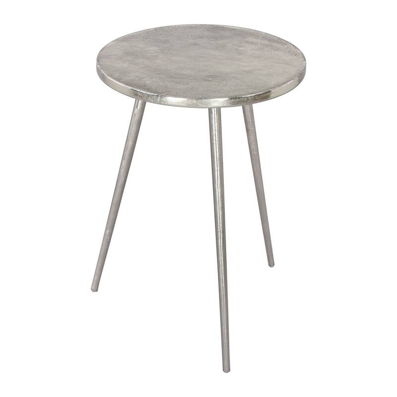 HomeRoots 22" Silver Aluminum Round End Table - 16' X '21.9' X '16