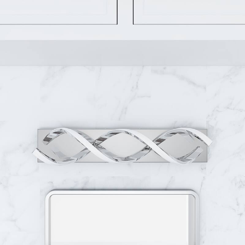 Modern 2-Light Wavy Linear LED Bathroom Vanity Lighting Fixture