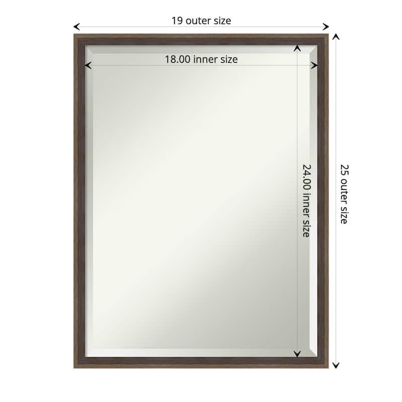 Beveled Wood Bathroom Wall Mirror - Hardwood Wedge Mocha Frame - Hardwood Wedge Mocha