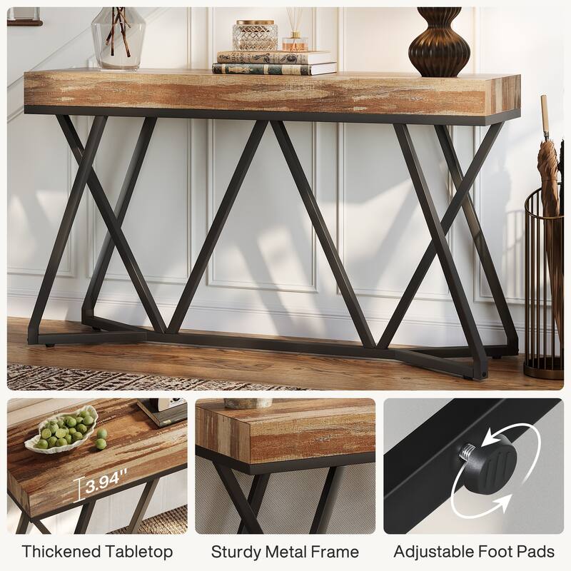 Rustic Console Table, 55 Inch Sofa Table Entryway Table