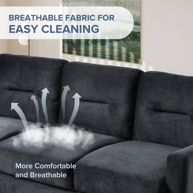 77" Large 3-Seater Loveseat Sofa Couch, Modern Living Room Velvet Fabric Sofa Modular Sofa Couch for 3