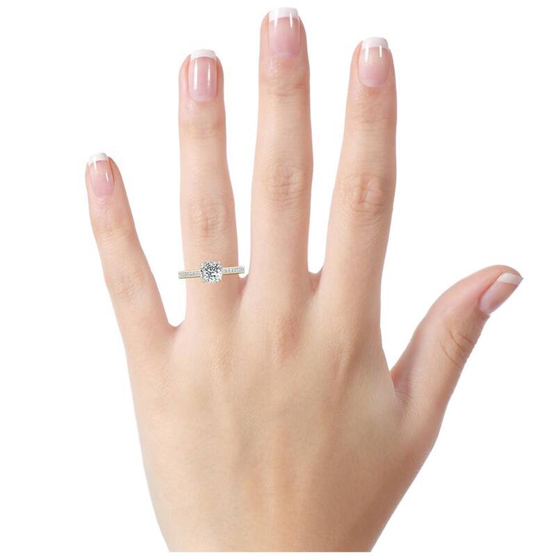 Auriya 3/4ct Cushion-cut Moissanite and Diamond Engagement Ring 14k Gold 1/6ct TDW