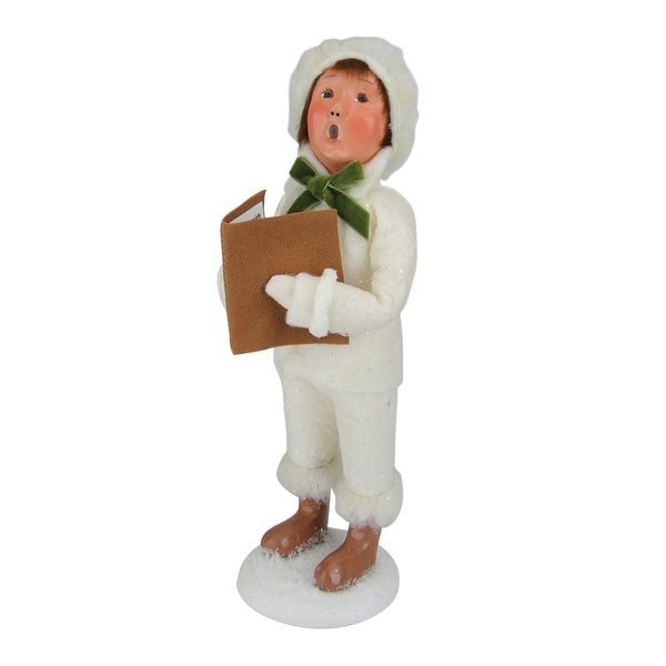 10" Decorative Winter White Family Boy Caroler Christmas Table Top Figure - N/A