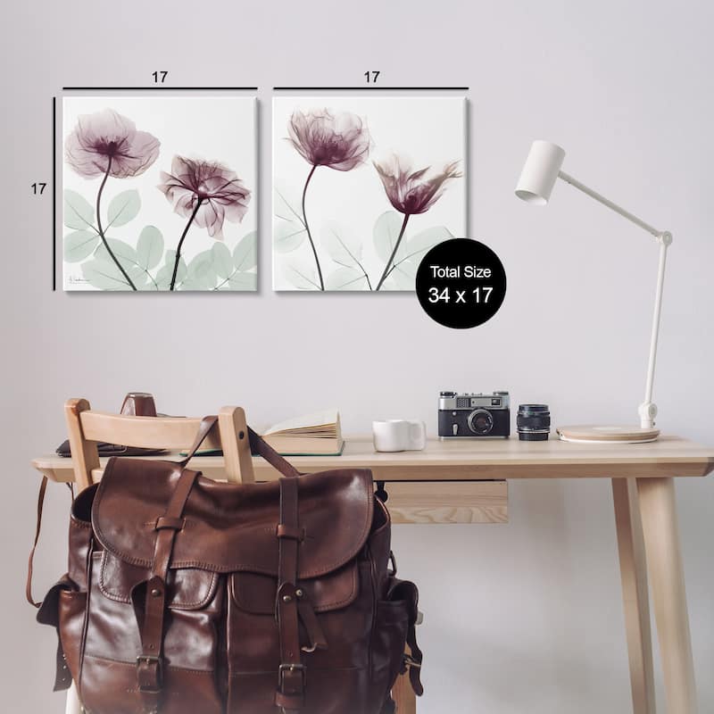 Stupell Delicate Mauve Flowers Canvas Wall Art Design By Albert Koetsier (Set of 2)