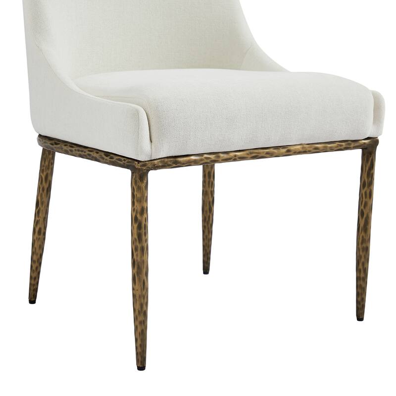 Christopher Knight Home - Ameson Modern Upholstered Dining Chairs with Hammered Metal Legs & Padded Seat, Set of 2 - Set of 2