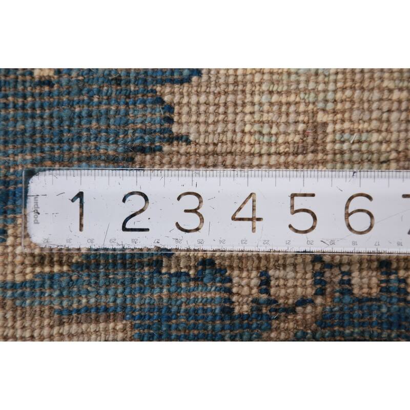 Hand Knotted Oriental 100% Wool Carpet Transitional All-Over Navy Blue & Blues Oushak Area Rug - 9' 4'' X 6' 4''