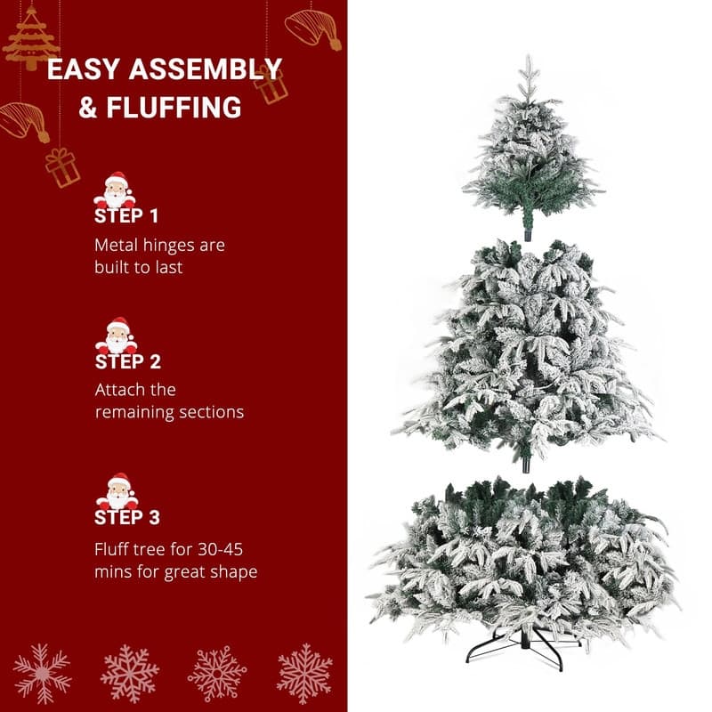 7ft 1687 Branches 450 Lights Warm Color 8 Modes Christmas Tree - N/A