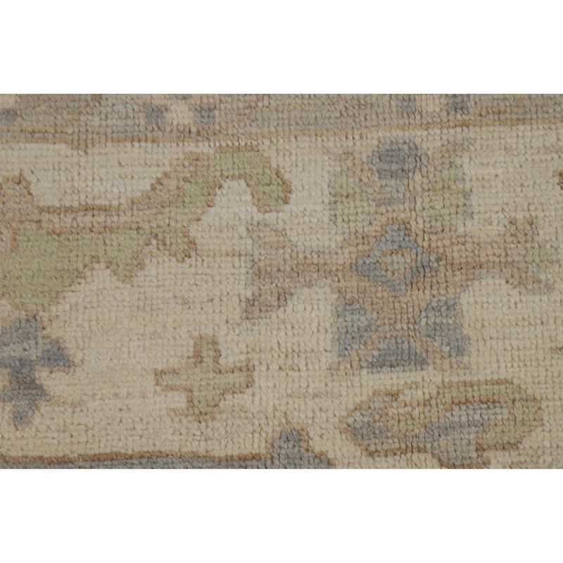 Vegetable Dye Oushak Turkish Area Rug Hand-Knotted Grey Wool Carpet - 9'2" x 12'4"
