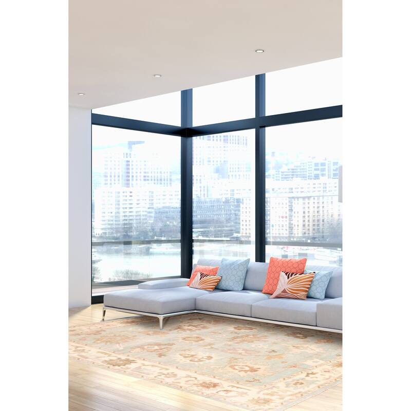 ECARPETGALLERY Hand-knotted Modern Oushak Light Blue Wool Rug - 9'0 x 12'0