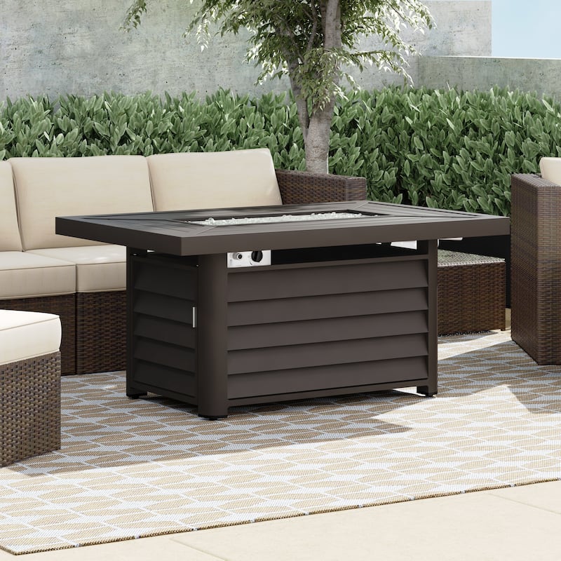 Corvus Wevok Rectangle Aluminum Propane Fire Pit Table