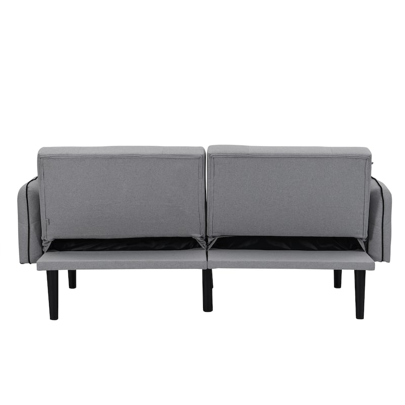 Convertible Sofa Bed with Wireless Audio Transmission, Linen Lounge Sofa Bed with 2 Speakers, Love Seat Couches