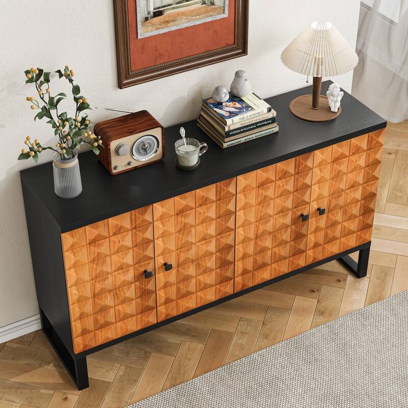 Versatile Retro Storage Cabinet with Geometric Patterns
