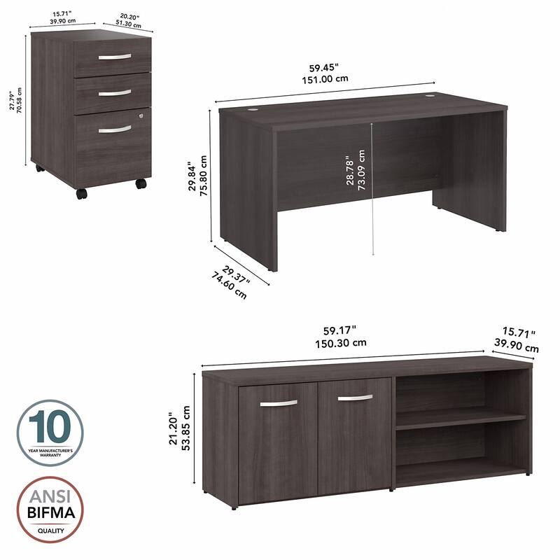 Studio C 60W Desk with Return and Cabinet by Bush Business Furniture
