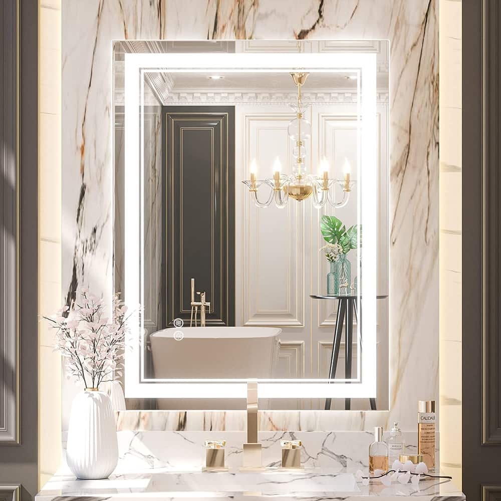 UL Certified Full Size Front & Back LED Lighted Anti-fog Tempered Glass Wall Bathroom Vanity Mirror, 3-Year Warranty