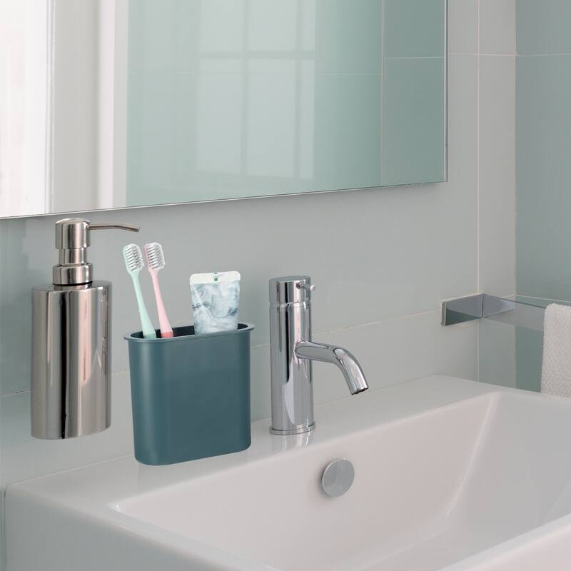 Wall Mount Toothbrush Holder Stand Self Adhesive Tooth Brush Holder for Toothbrush Toothpaste, 4.65"x2.13"x4.25" - Dark Blue