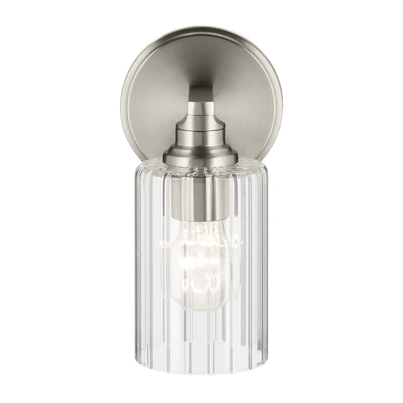 Kichler Lighting Gioe 9.5" 1-Light Wall Sconce with Clear Fluted Glass in Brushed Nickel