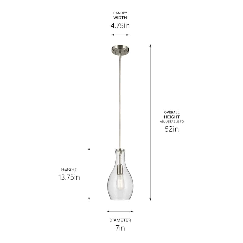 Kichler Lighting Everly 1-Light Bell Pendant Light with Seeded Glass