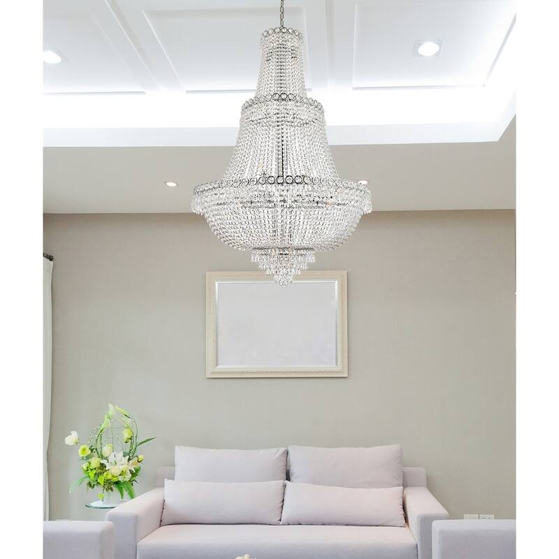Elegant Lighting 30-inch Chrome Royal Cut Crystal Clear Large Hanging Fixture