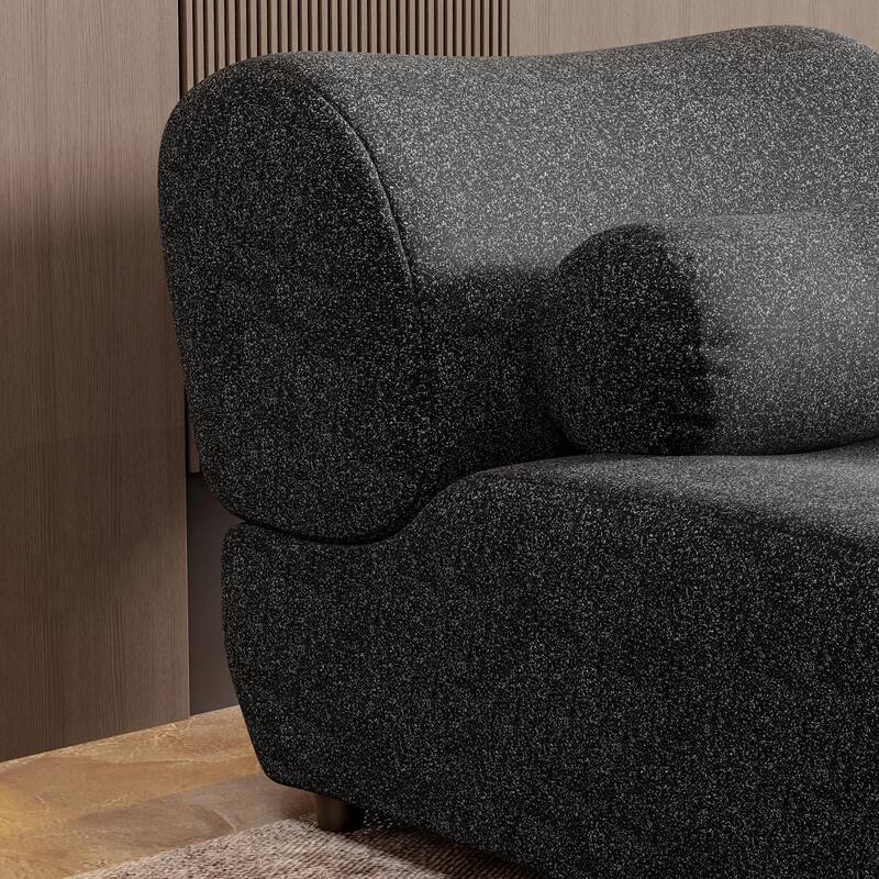 Modern Armless Lounge Sofa with 70° Reclined Backrest and Cylindrical Pillows for Living Room and Guest Room
