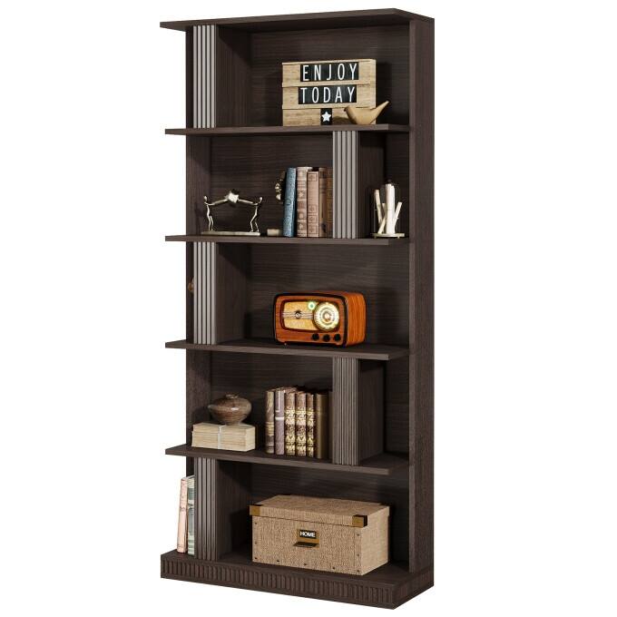 70-Inch Tall Storage Bookshelf, 5-Tier Modern Black Bookcase
