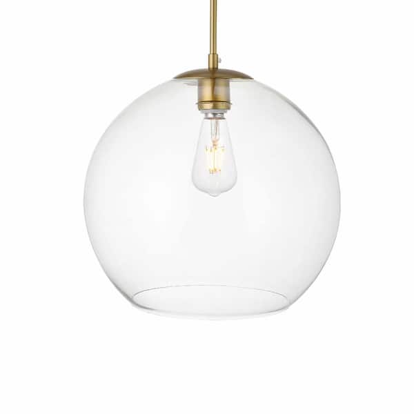 slide 2 of 9, Elegant Lighting Baxter Single Light 14" Wide Pendant with Clear Glass Brass / Clear