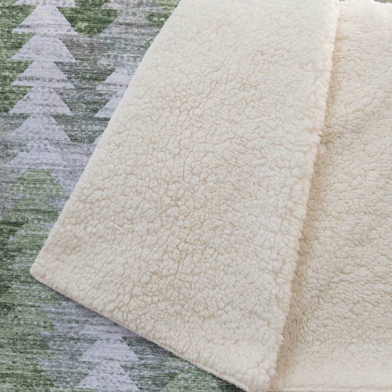 Premium Machine Washable Boho Modern Sherpa Throw Blanket