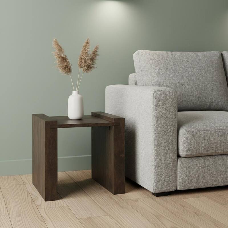 HomeRoots 22" Espresso and Brown Solid Wood and Wood Tray Table - 22.00 in. x 22.25 in. x 23.00 in. - Espresso - Wood