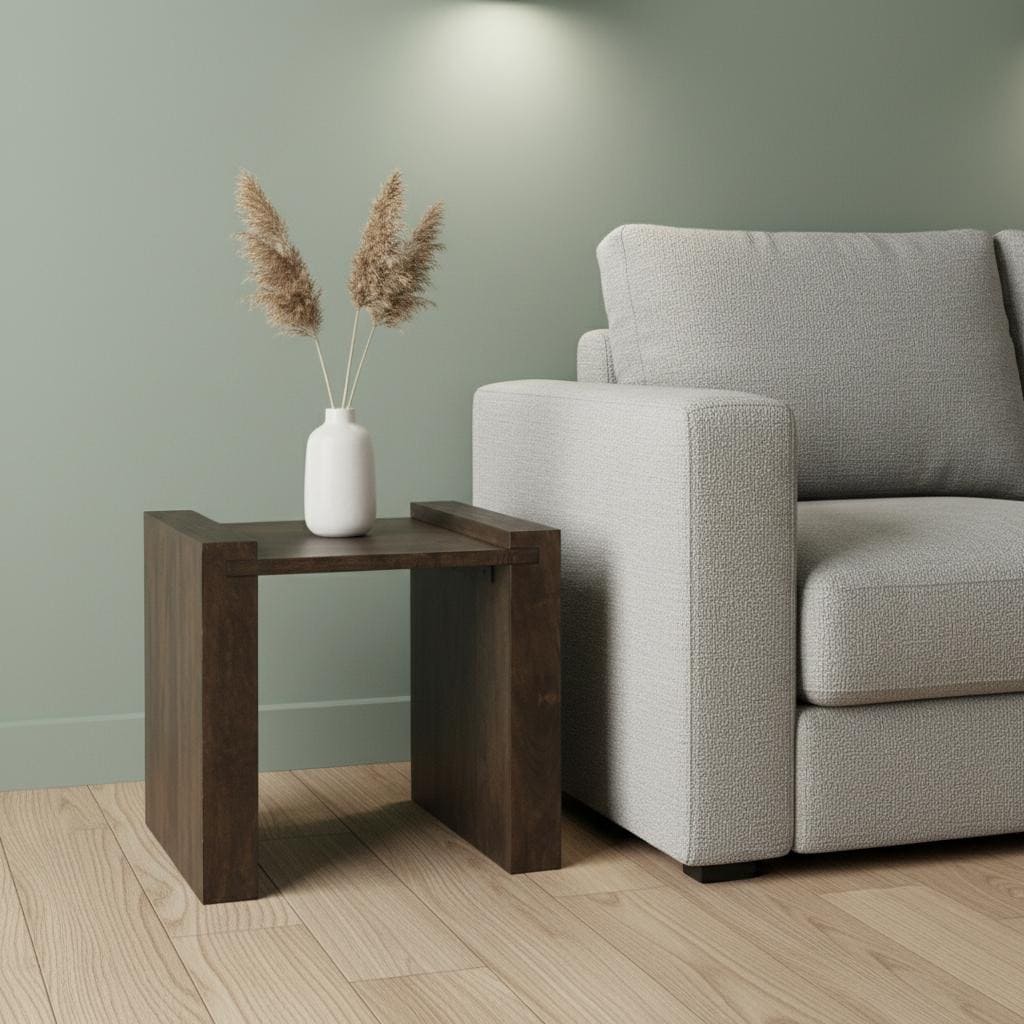 HomeRoots 22" Espresso and Brown Solid Wood and Wood Tray Table - 22.00 in. x 22.25 in. x 23.00 in.