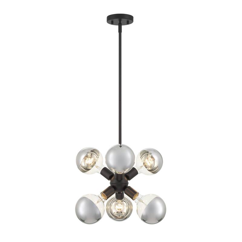 Gambit 7 in. 6-Light Matte Black Modern Pendant Light