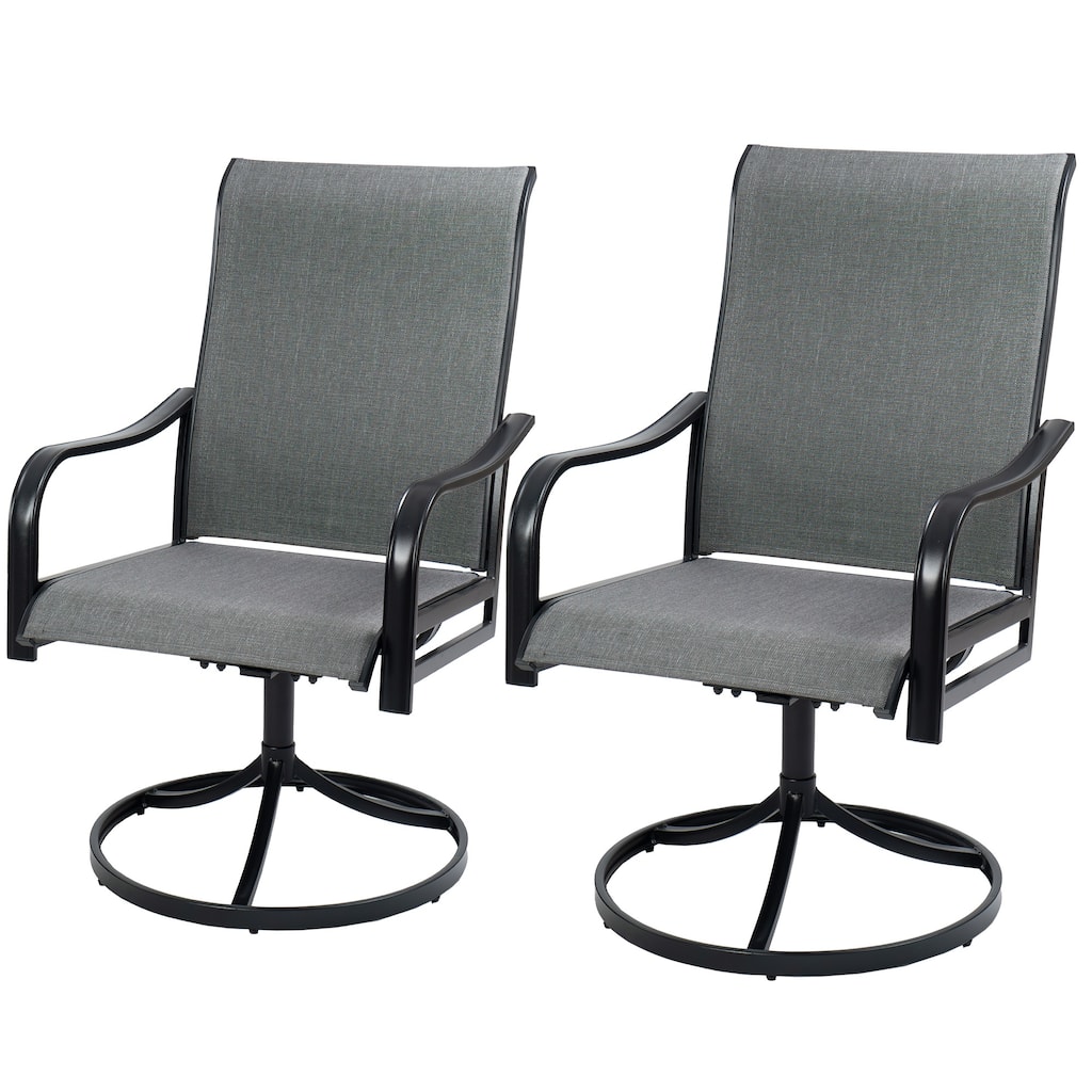 Kozyard 2Packs Patio Swivel Dining Chairs Swivel Chairs Breathable Textilene Rocker Chair for Lawn Porch Garden Deck