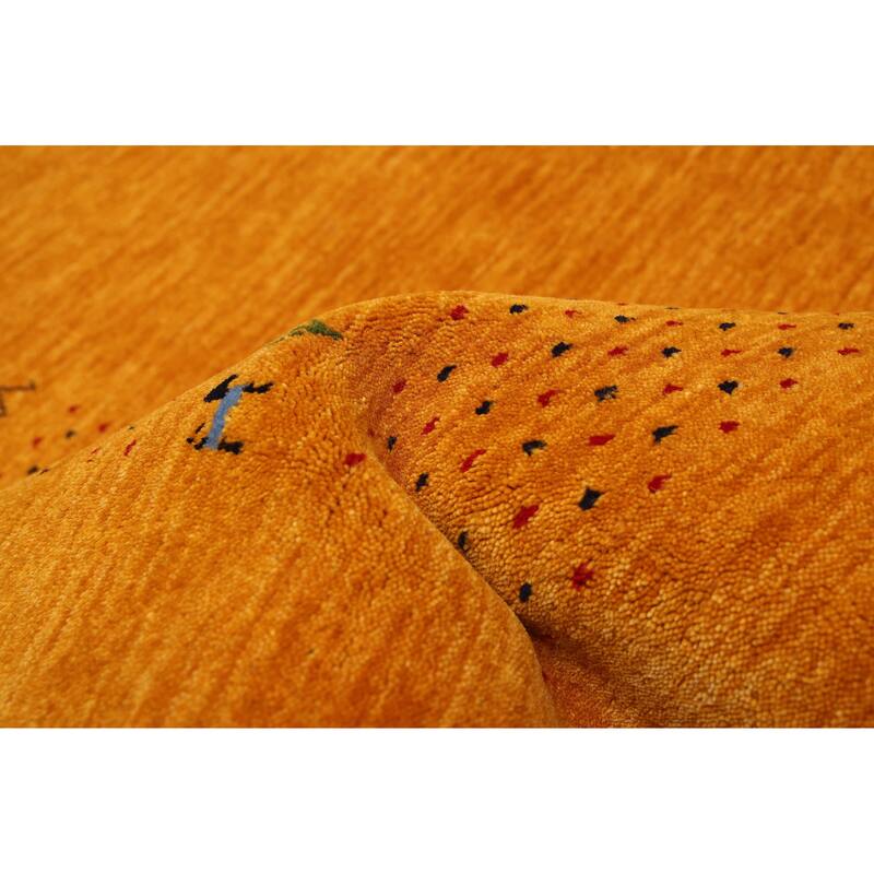 ECARPETGALLERY Hand Loomed Kashkuli Gabbeh Light Orange Wool Rug - 4'10 x 8'0