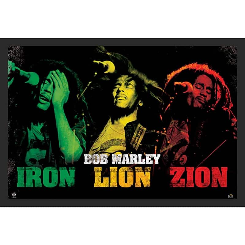 Bob Marley Iron Lion Zion Framed Poster - 24 x 36 Inch