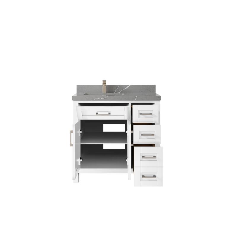 Willow Collections 36 in. W x 22 in. D Cambridge Left Offset Sink Bathroom Vanity with Countertop