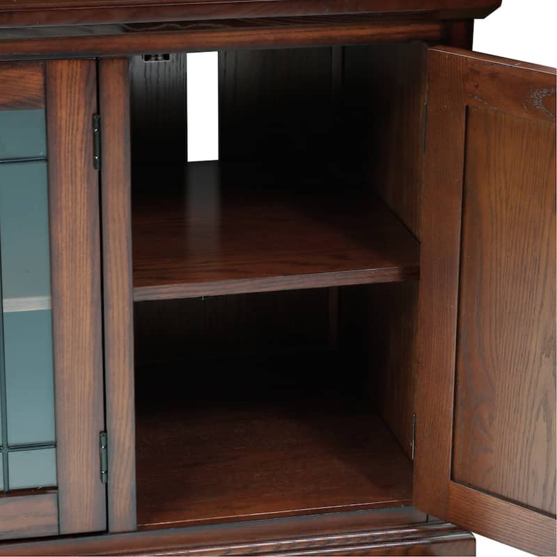 Leick Home 80360 Burnished Oak Leaded Glass TV Stand