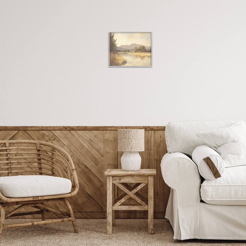 Stupell Wild River Mountain View Framed Giclee Art Design By Petal Prints Design