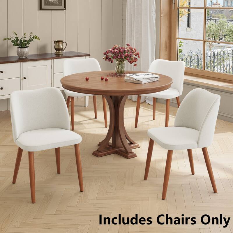 Modern Upholstered Dining Chairs with Padded Seat and Wood Legs
