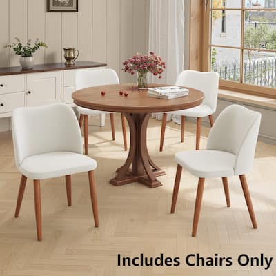 Modern Upholstered Dining Chairs with Padded Seat and Wood Legs