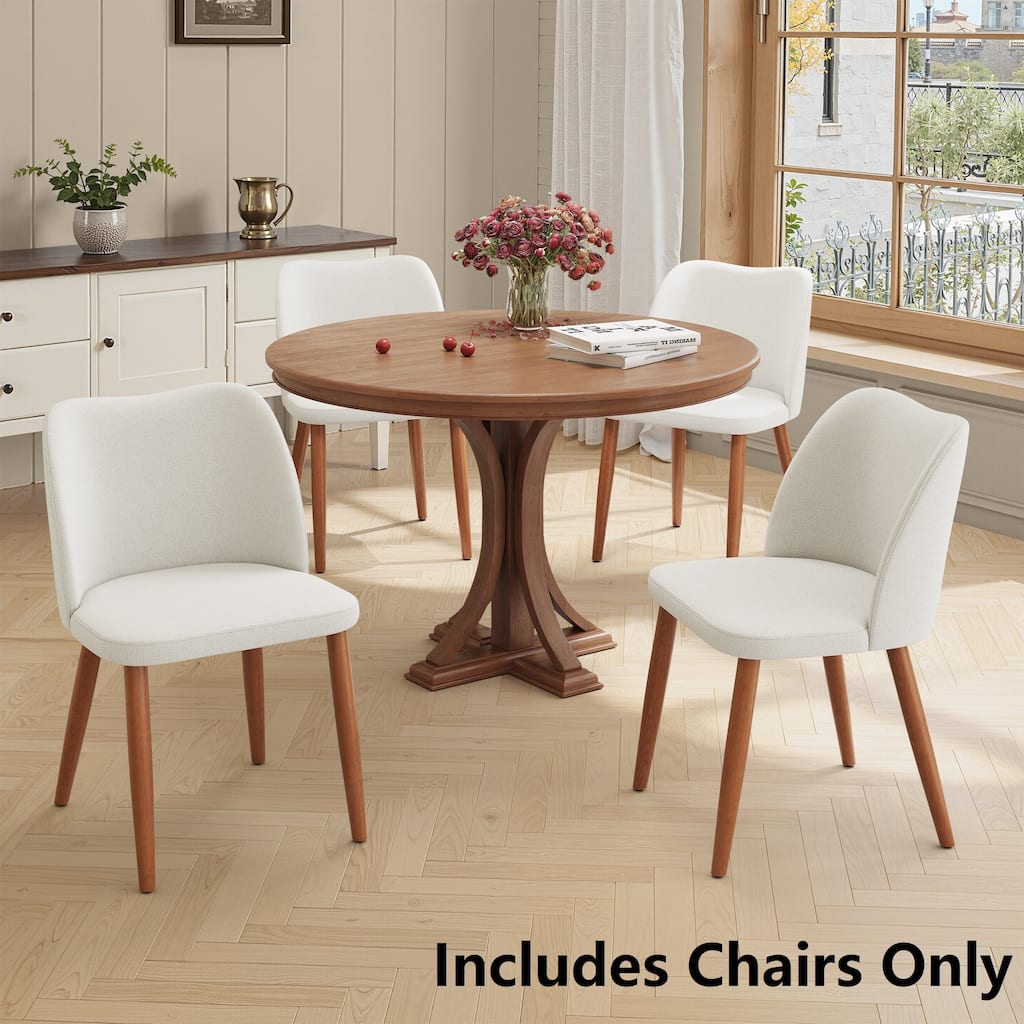Modern Upholstered Dining Chairs with Padded Seat and Wood Legs