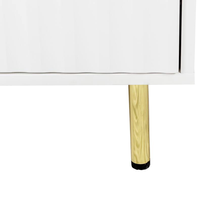 3-Door Large Storage Sideboard with Gold Handles for Kitchen, Dining Room and Living Room.55.12" W Accent White Buffet Cabinet